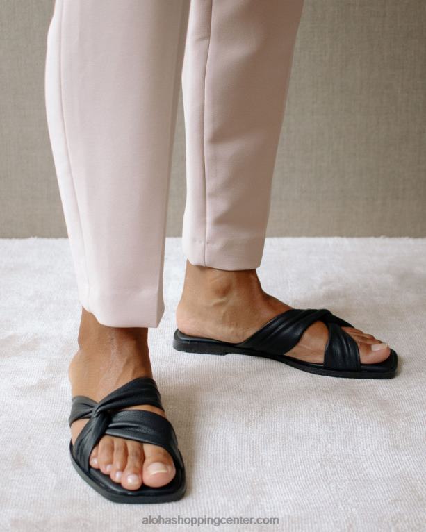 nomad - črni usnjeni sandali ženske Alohas 0D4R8445