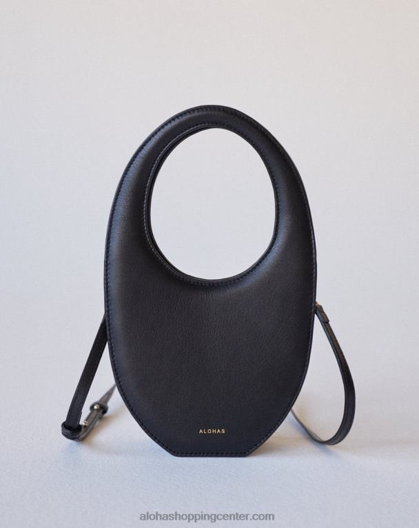 o - črna usnjena torbica ženske Alohas 0D4R81102