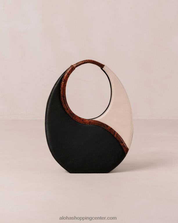 o venti indo - črno-bela usnjena torba ženske Alohas 0D4R81036