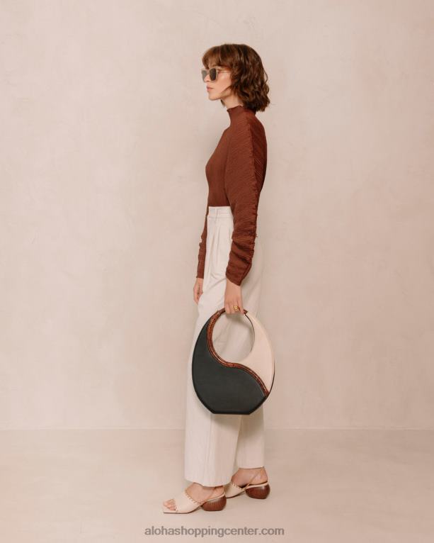 o venti indo - črno-bela usnjena torba ženske Alohas 0D4R81036