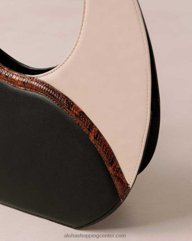 o venti indo - črno-bela usnjena torba ženske Alohas 0D4R81036