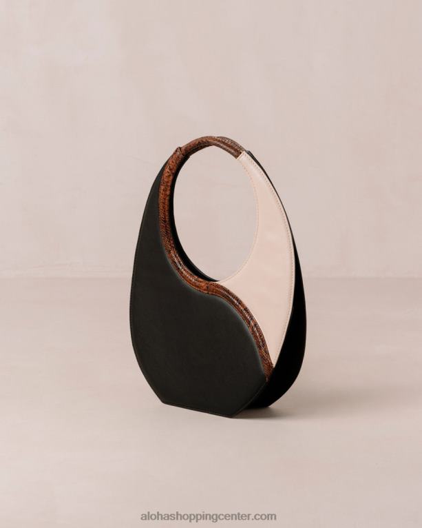 o venti indo - črno-bela usnjena torba ženske Alohas 0D4R81036