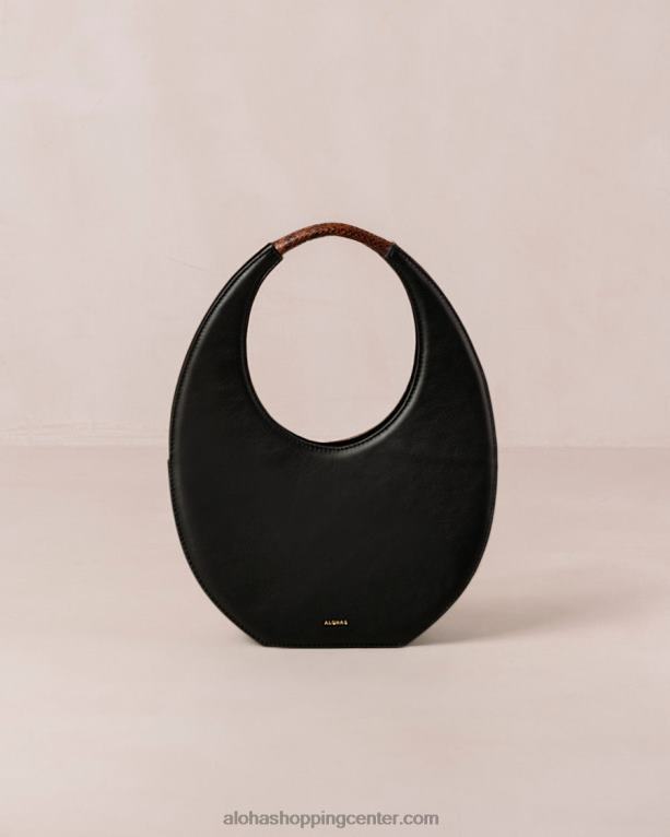 o venti indo - črno-bela usnjena torba ženske Alohas 0D4R81036