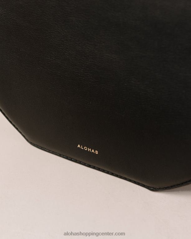 o venti indo - črno-bela usnjena torba ženske Alohas 0D4R81036