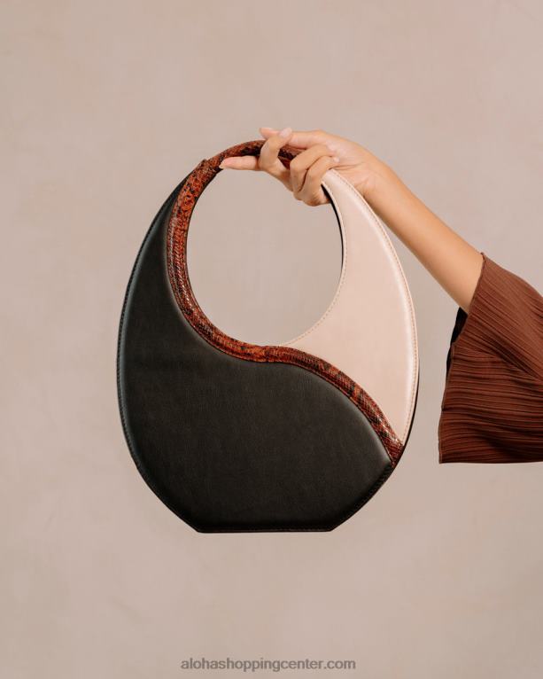 o venti indo - črno-bela usnjena torba ženske Alohas 0D4R81036