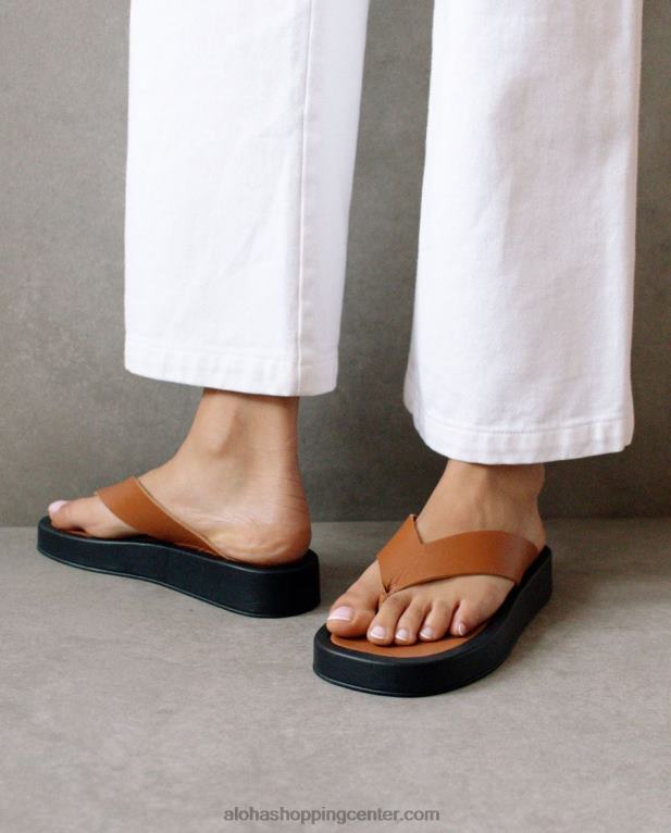 oblačno - rjavi usnjeni sandali ženske Alohas 0D4R8448