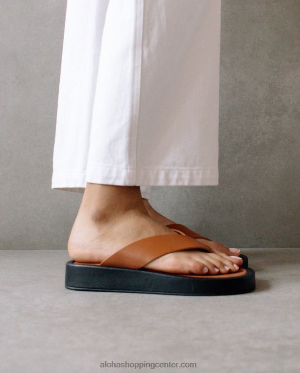 oblačno - rjavi usnjeni sandali ženske Alohas 0D4R8448