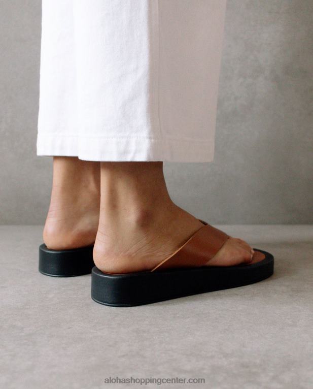 oblačno - rjavi usnjeni sandali ženske Alohas 0D4R8448