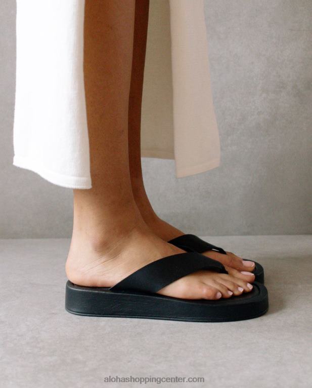 oblačno - črne usnjene sandale ženske Alohas 0D4R8450