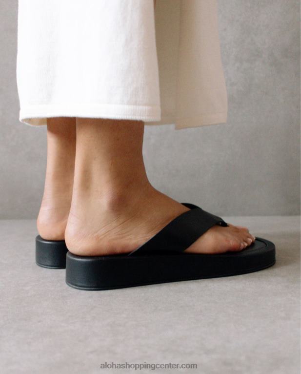 oblačno - črne usnjene sandale ženske Alohas 0D4R8450