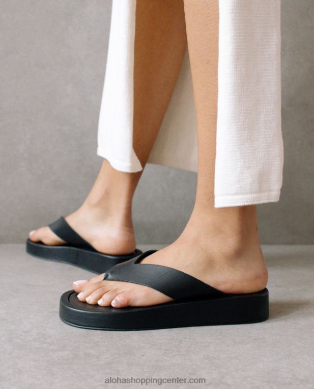 oblačno - črne usnjene sandale ženske Alohas 0D4R8450