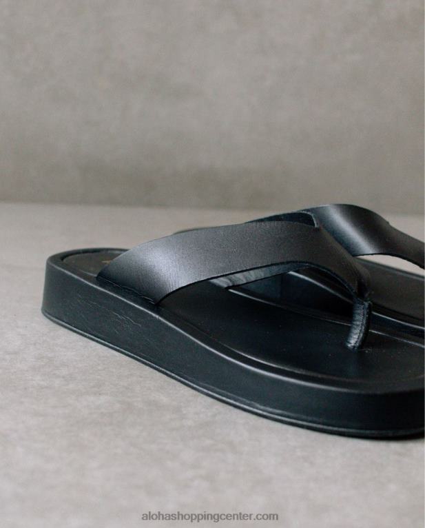 oblačno - črne usnjene sandale ženske Alohas 0D4R8450