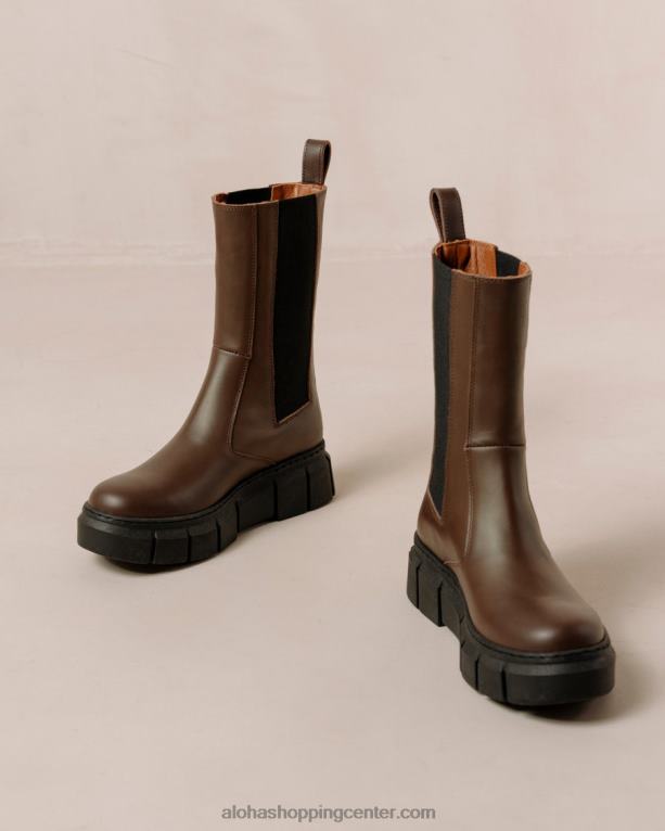 oklep - rjavi usnjeni škornji ženske Alohas 0D4R8559