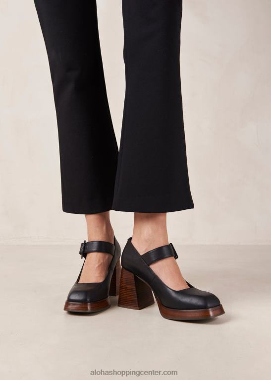 oregon - črne usnjene copate ženske Alohas 0D4R8285