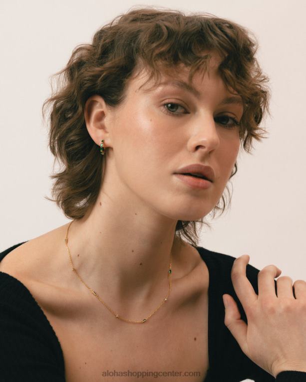 orlop - zlati in zeleni uhani ženske Alohas 0D4R81055