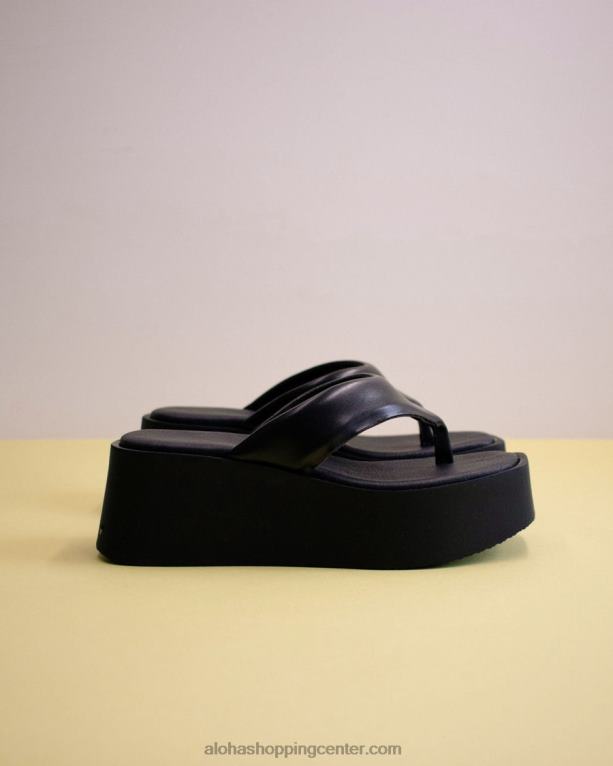 palačinka - črni veganski usnjeni sandali ženske Alohas 0D4R8260
