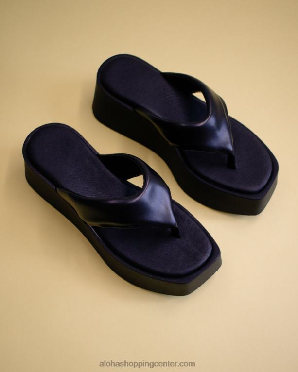 palačinka - črni veganski usnjeni sandali ženske Alohas 0D4R8260