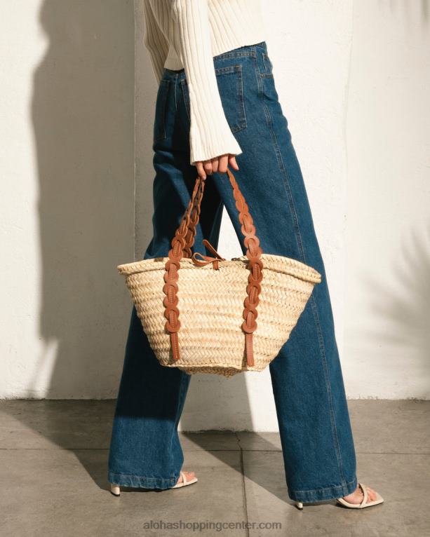 palmeta - rjava usnjena slamnata torba ženske Alohas 0D4R81040