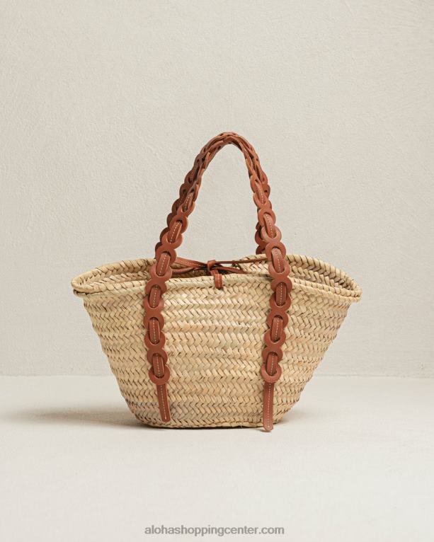 palmeta - rjava usnjena slamnata torba ženske Alohas 0D4R81040