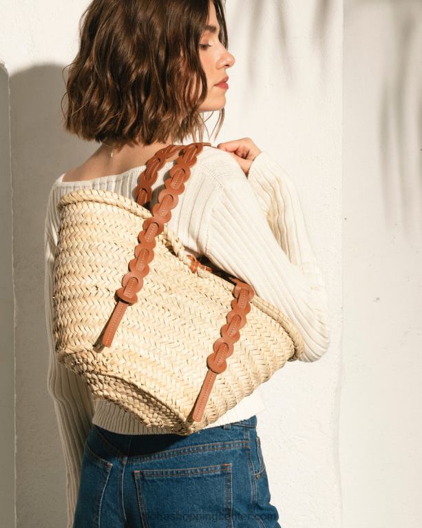 palmeta - rjava usnjena slamnata torba ženske Alohas 0D4R81040