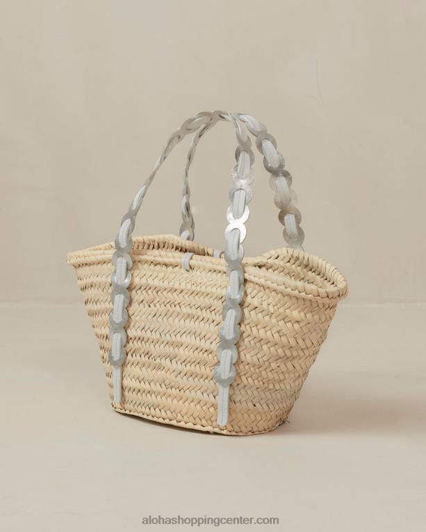 palmeta - torbica iz srebrne in bele usnjene slame ženske Alohas 0D4R81039