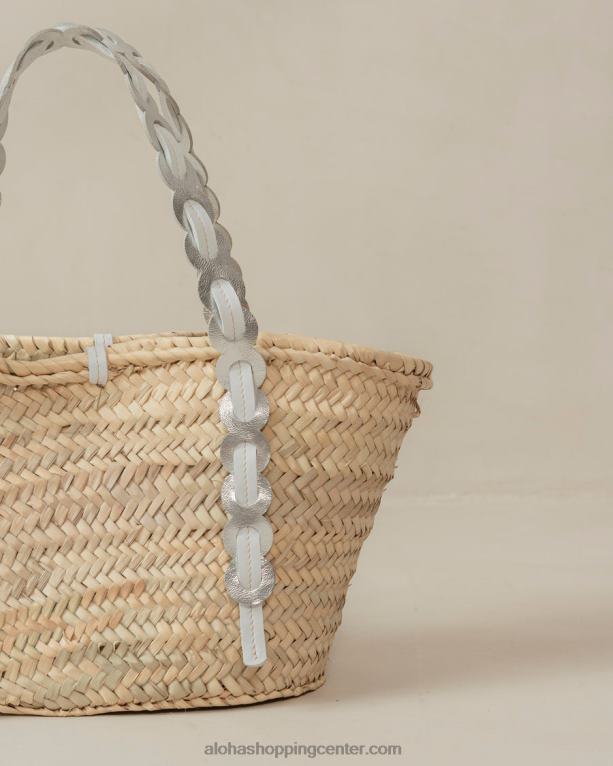 palmeta - torbica iz srebrne in bele usnjene slame ženske Alohas 0D4R81039