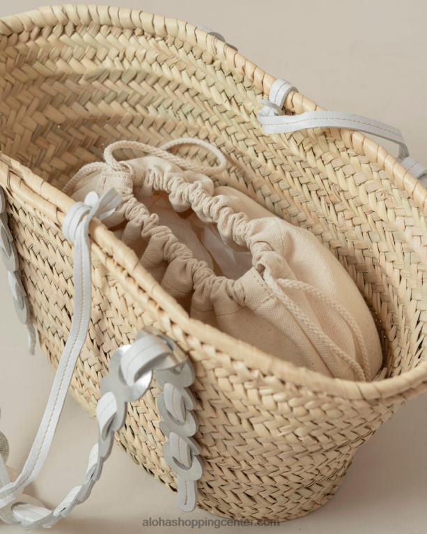 palmeta - torbica iz srebrne in bele usnjene slame ženske Alohas 0D4R81039