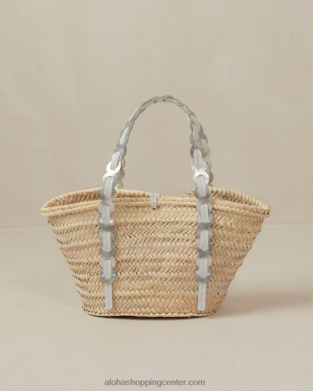 palmeta - torbica iz srebrne in bele usnjene slame ženske Alohas 0D4R81039