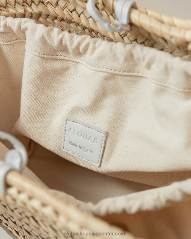 palmeta - torbica iz srebrne in bele usnjene slame ženske Alohas 0D4R81039