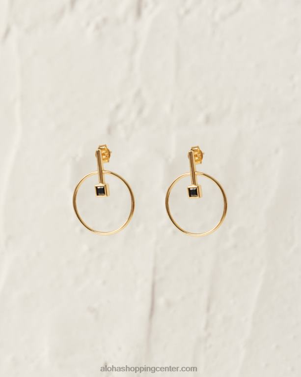 pasijonka - zlati in črni uhani ženske Alohas 0D4R81113