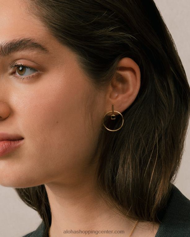 pasijonka - zlati in črni uhani ženske Alohas 0D4R81113