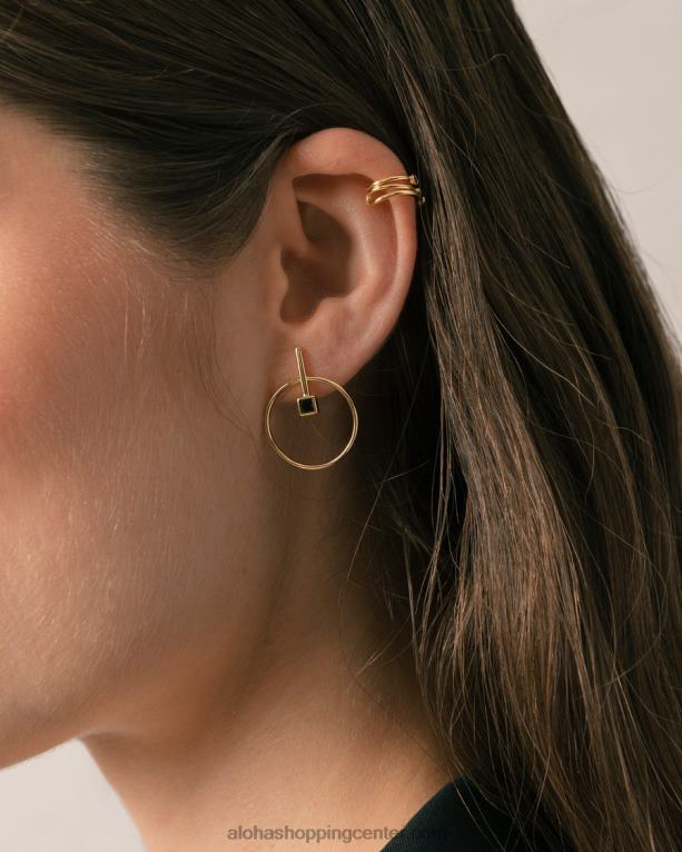 pasijonka - zlati in črni uhani ženske Alohas 0D4R81113