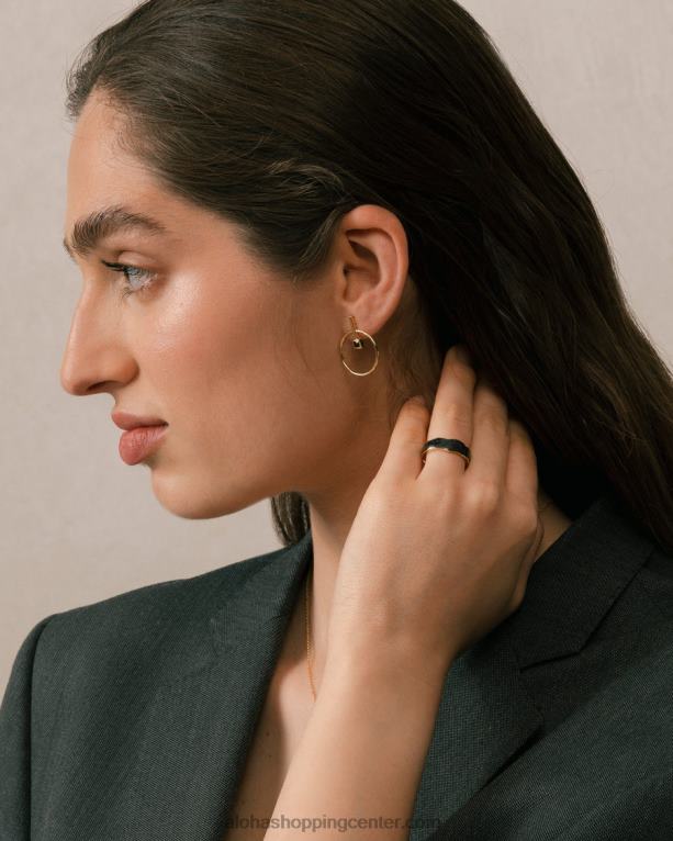 pasijonka - zlati in črni uhani ženske Alohas 0D4R81113