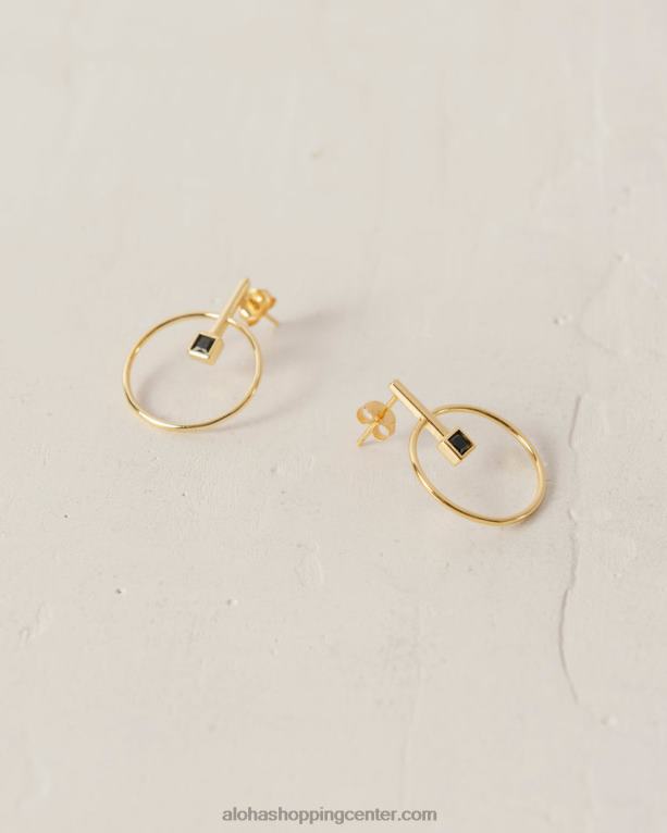 pasijonka - zlati in črni uhani ženske Alohas 0D4R81113