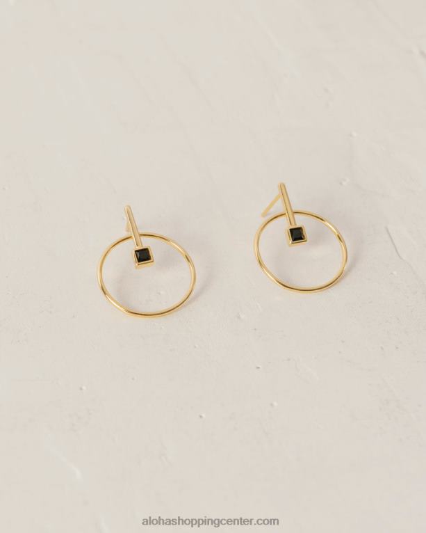 pasijonka - zlati in črni uhani ženske Alohas 0D4R81113