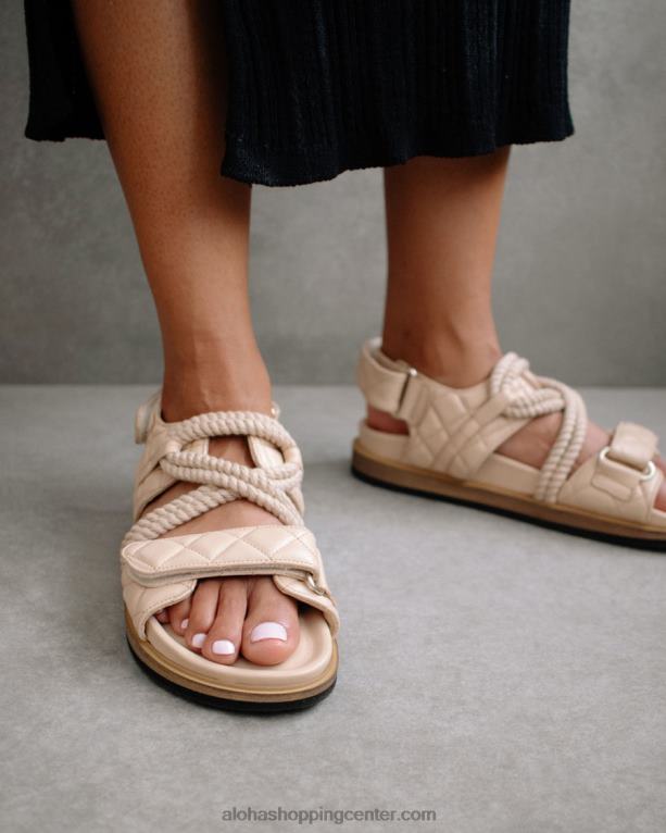 pleteni - bež usnjeni sandali na zanko ženske Alohas 0D4R8238