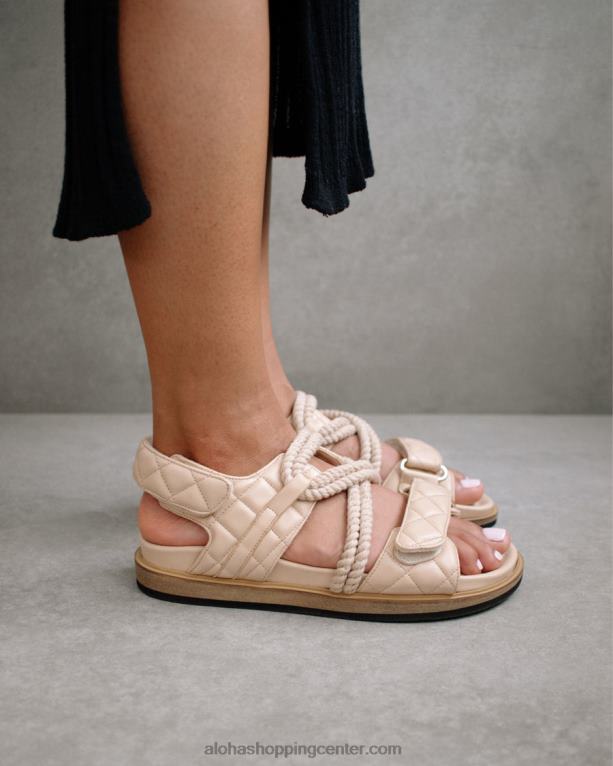 pleteni - bež usnjeni sandali na zanko ženske Alohas 0D4R8238