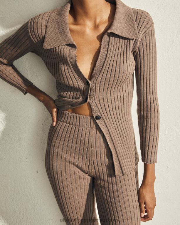 pogon - rjave pletene hlače ženske Alohas 0D4R8719