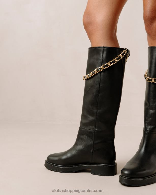 pomol - črni usnjeni škornji ženske Alohas 0D4R8541