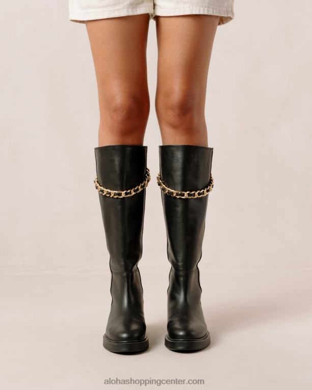 pomol - črni usnjeni škornji ženske Alohas 0D4R8541