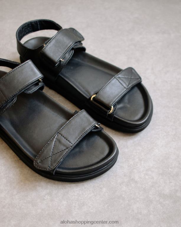 potovalna zanka - črni usnjeni sandali ženske Alohas 0D4R8515