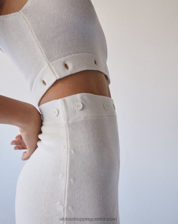 pripravljeni gumbi - bela pletena obleka ženske Alohas 0D4R8859