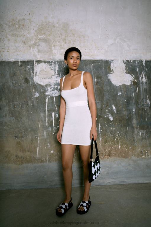 pripravljeni gumbi - bela pletena obleka ženske Alohas 0D4R8859