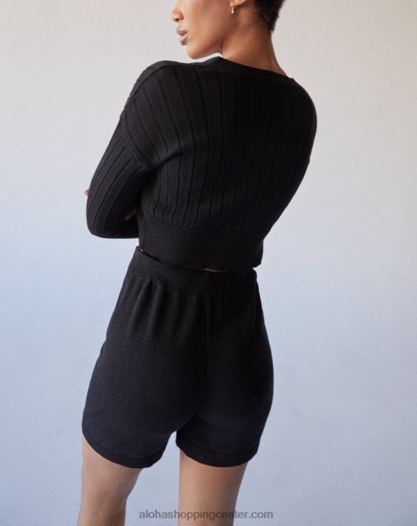 prostorne - črne pletene kratke hlače ženske Alohas 0D4R8856