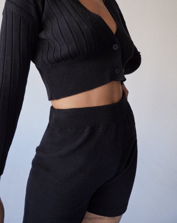 prostorne - črne pletene kratke hlače ženske Alohas 0D4R8856