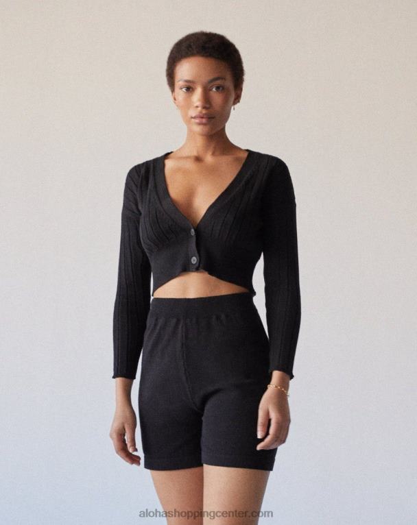 prostorne - črne pletene kratke hlače ženske Alohas 0D4R8856