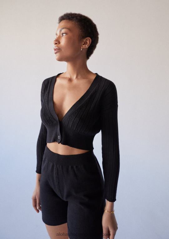 prostorne - črne pletene kratke hlače ženske Alohas 0D4R8856