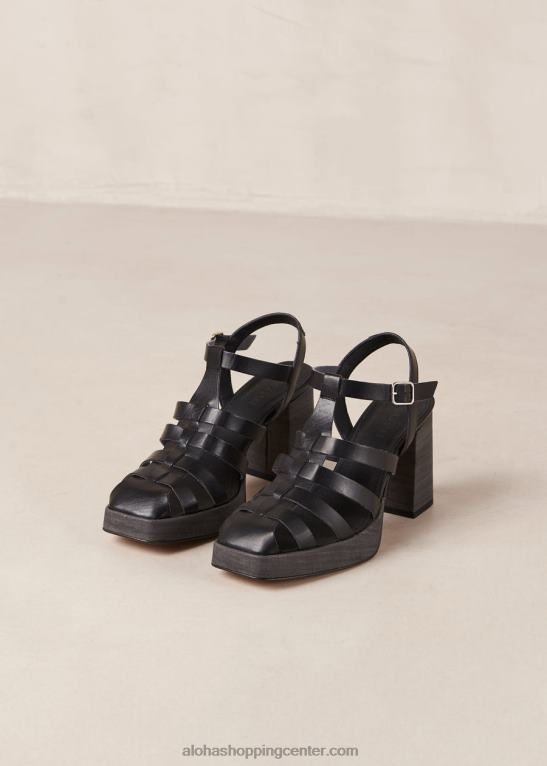 rolerji - črni veganski usnjeni sandali ženske Alohas 0D4R8171