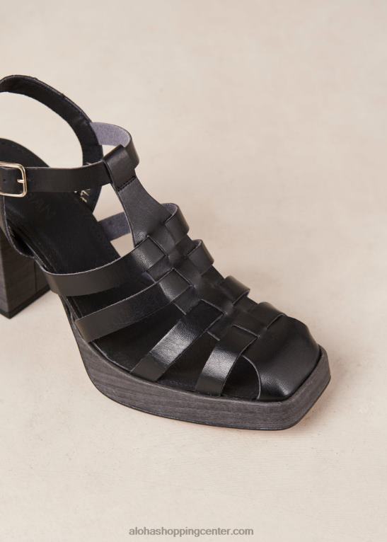 rolerji - črni veganski usnjeni sandali ženske Alohas 0D4R8171