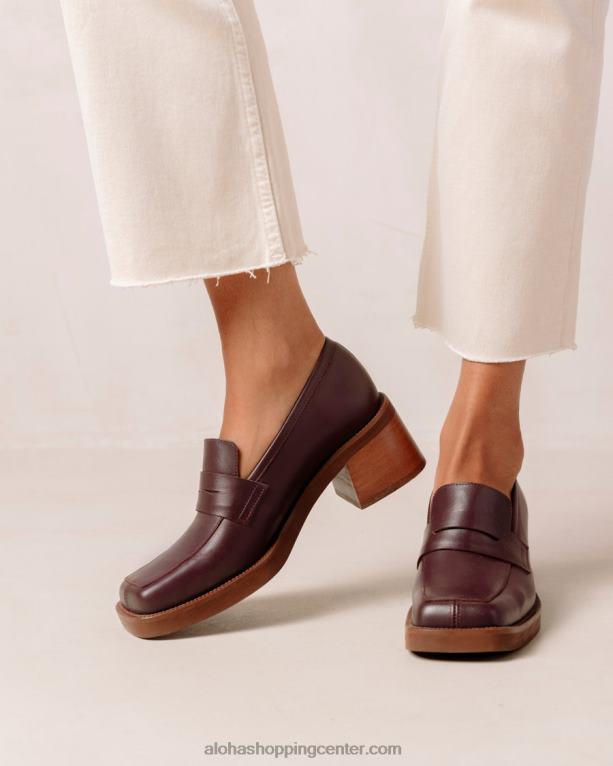 roxanne - rdeči usnjeni loaferji ženske Alohas 0D4R86